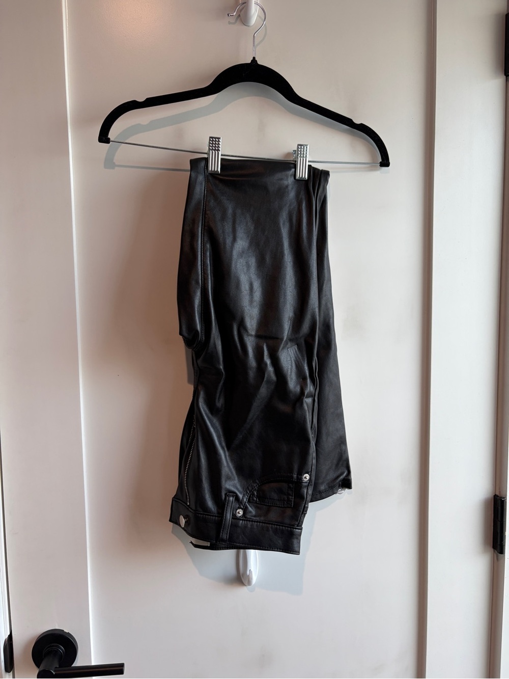 Black Faux Leather Women's pants